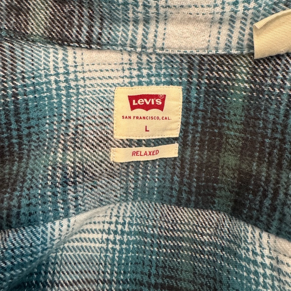 Levi's Teal and White Checkered Shirt